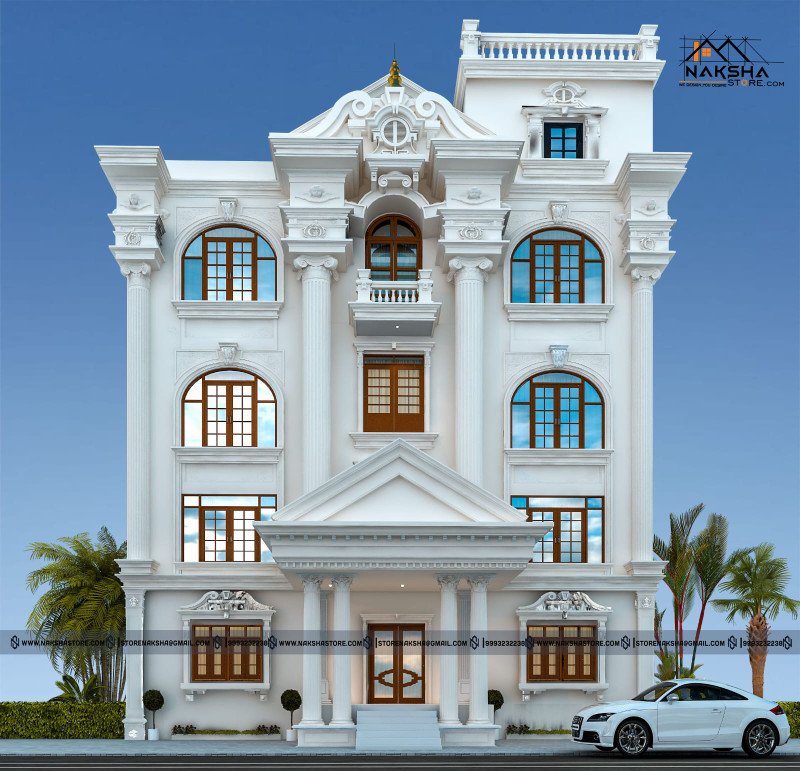 30×50 Luxury Classical 3D House Elevation Design | Premium Exterior by Naksha Store